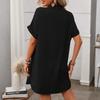Ladies' Summer Loose Comfortable Casual Fashionable Solid Color Short Sleeved Cotton Linen Medium Length Shirt Dress