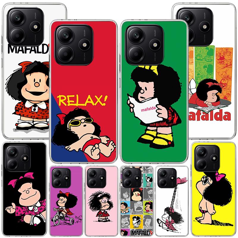Cartoon Cute Mafalda Phone Case For Xiaomi Redmi Note 15 14 13 12S 12 11 Pro Plus 14S 11S 11E 10 10S 11T 5G Personalized Cover R