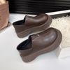 Zwei-Trage-Einzelne Schuhe Herbst Neu Runde Spitze Tiefer Mund Plateau Rutschfest Niedrige Schuhe