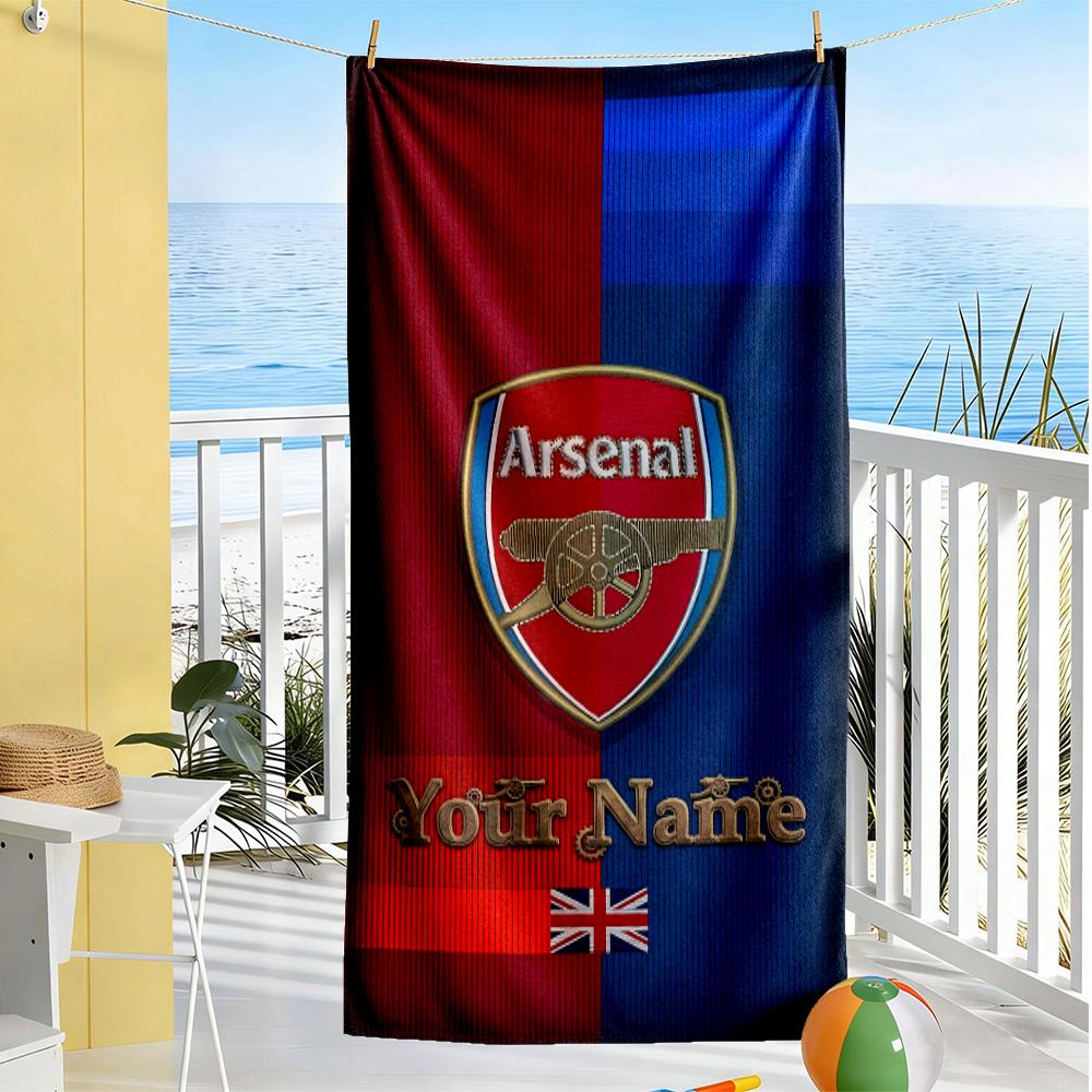 Arsenal F.c. Personalized Name Beach Towel Soft Durable Quick-Dry