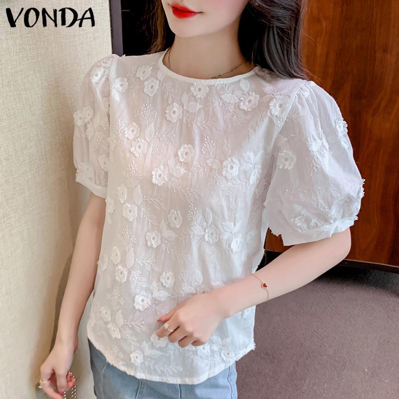 

Летние женские топы VONDA из 100% хлопка с круглым вырезом и короткими рукавами