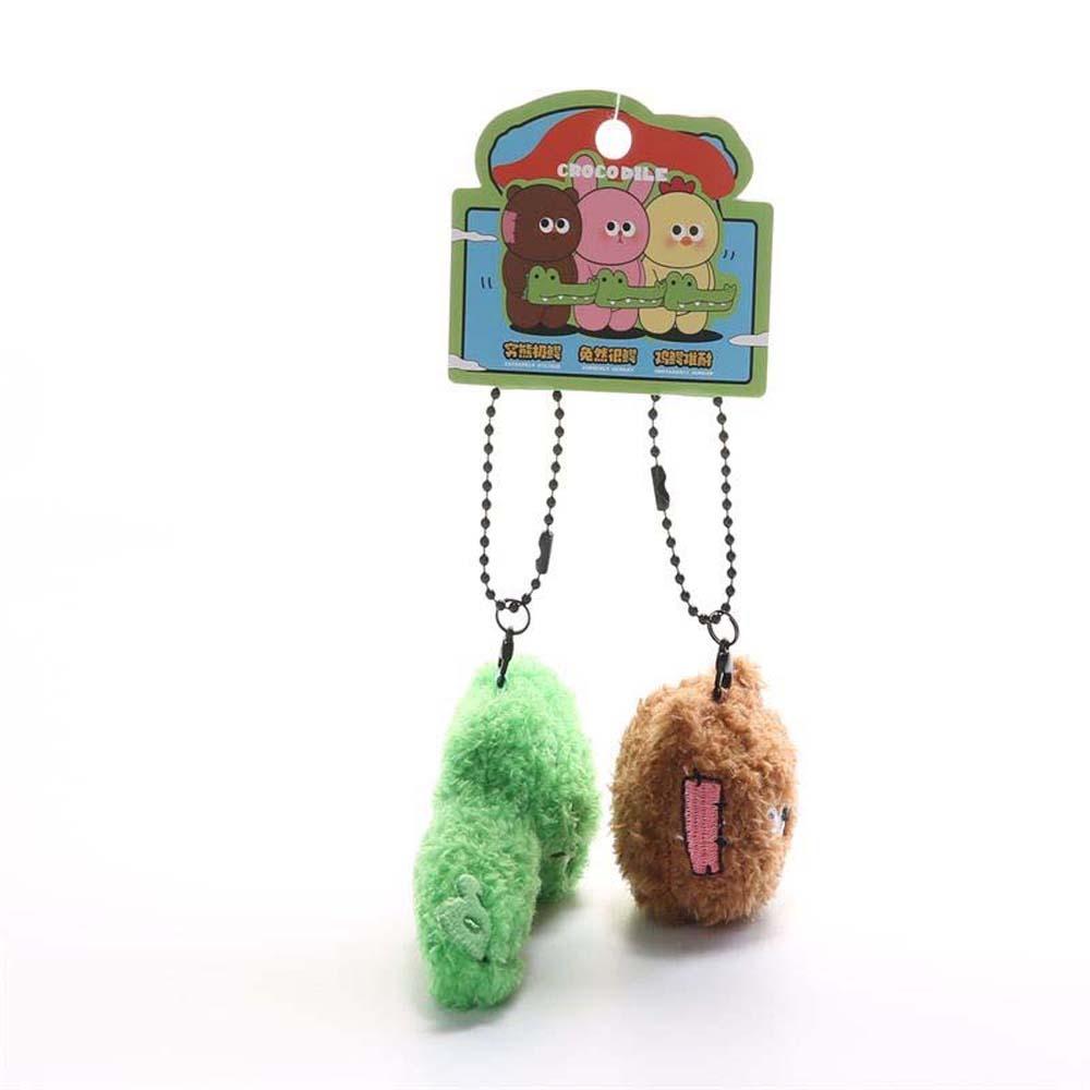 2pcs/set Chick Crocodile Key Ring Funny Friends Bag Charm Green Plush Animal Key Buckle  Ornament