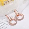 Women Luxury Fashion Glitter Circle Round Earrings Ear Stud for Party Weeding