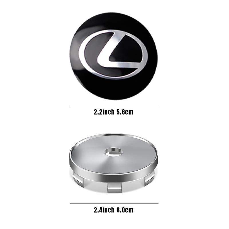 BJYL6 Interior Stickers 56/60MM 4Pcs Car Wheel Center Hub Caps Logo Cover Emblem Stickers For Lexus GC UX NX LX RX GX CT200h F Sport E