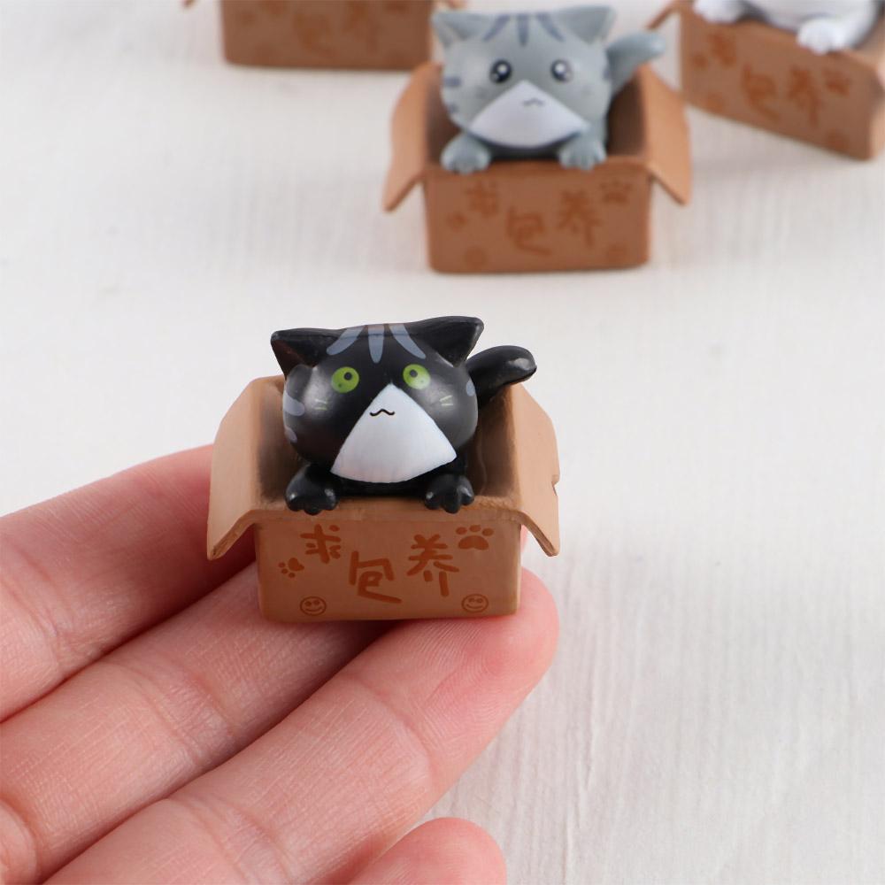 Miniatures Statue Crafts PVC Ornament Kitten Kitty Model Car Figurine Poor Box Cat Small Statue