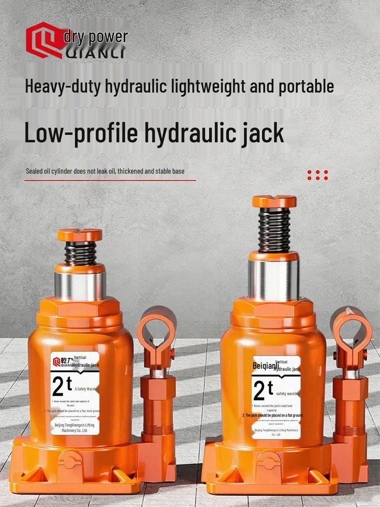 Low-Profile Hydraulic Jack with Safety Valve for Cars and Off-Road Use