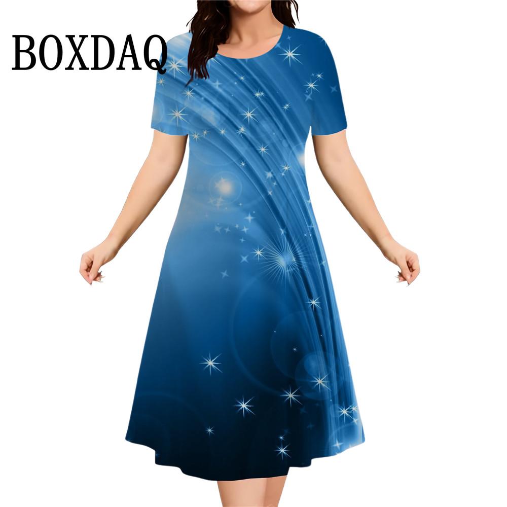 

Женское повседневное модное платье большого размера с коротким рукавом и принтом, летнее 2026, абстрактное, элегантное, длиной до колена S