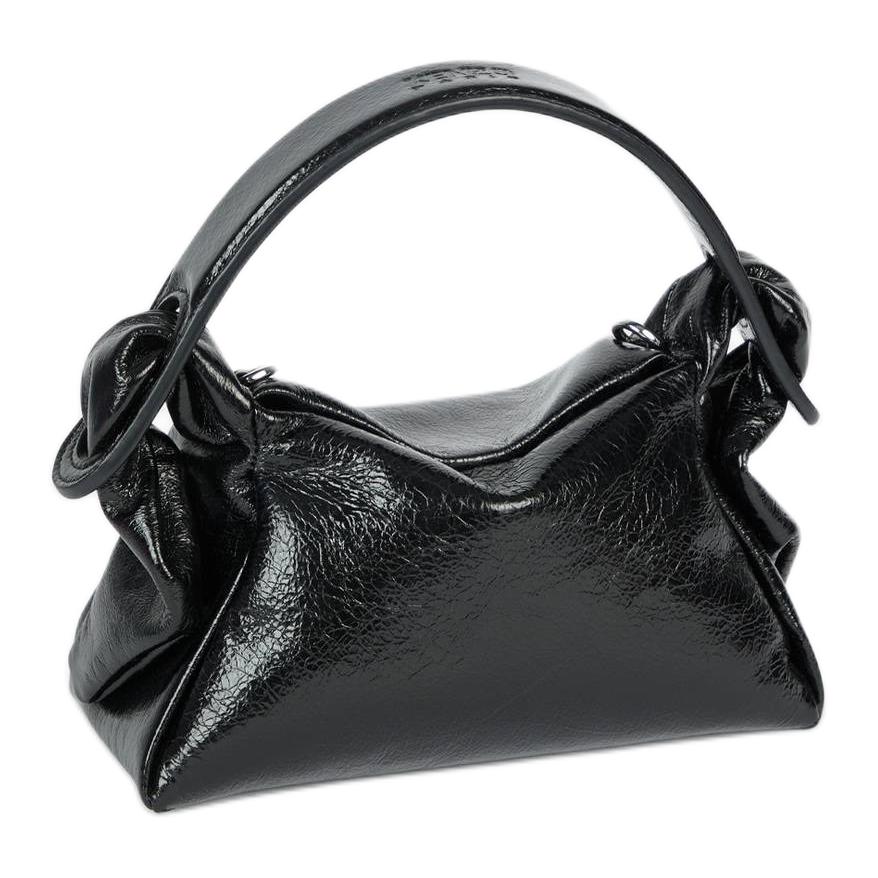 

Kenzo Furoshiki Pleated Design Silver Accessory Leather Tote Bag Mini Women handbags Black FF62SA808L0299 Basic Set (Bag+Dust Bag)