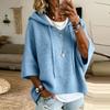 Women's Color Knitted Hooded Sweatshirt with Drawstring New Arrival