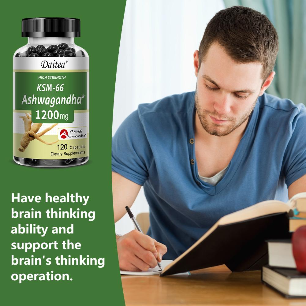 Premium KSM-66 Ashwagandha Kapseln 1200mg zur Entspannung und Stressbewältigung Unterstützung 120 Kapseln
