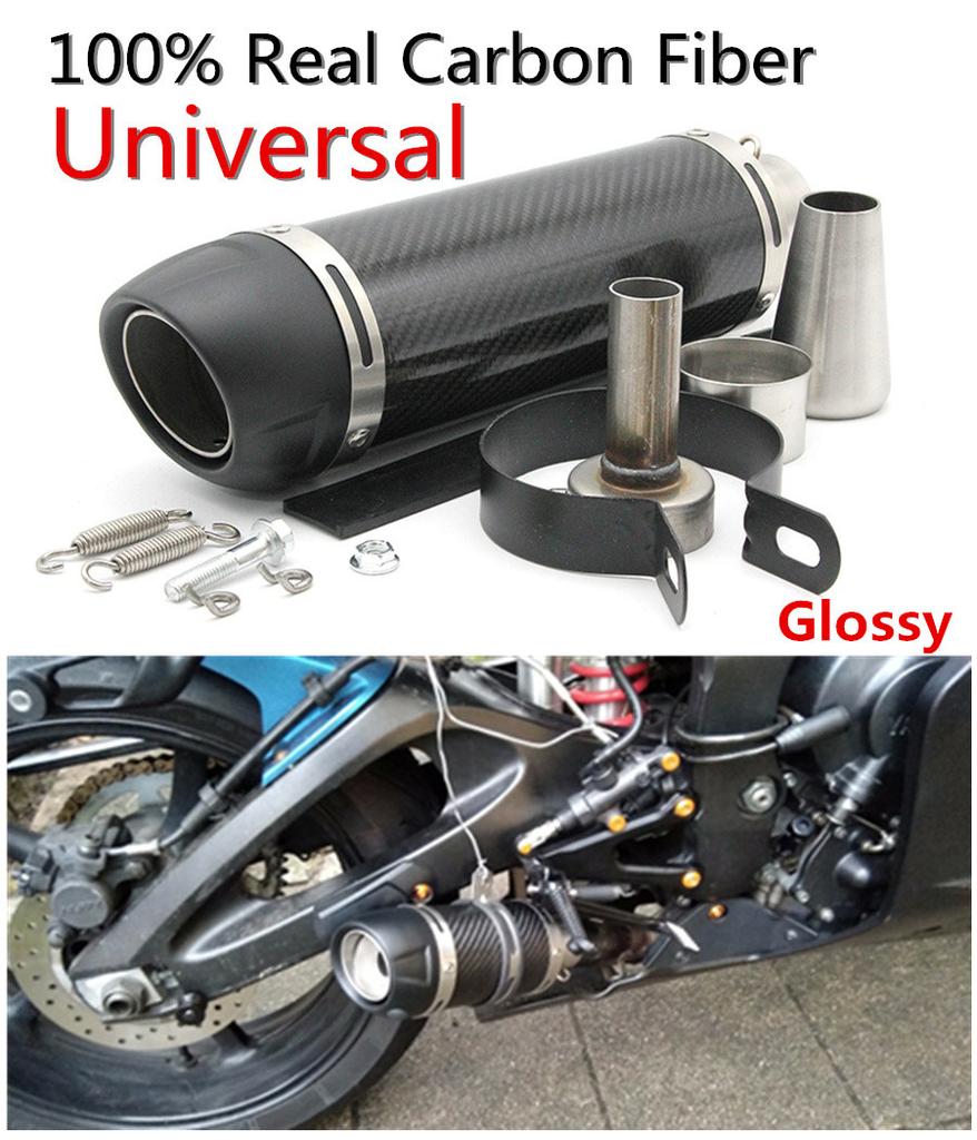 Universal 51mm Motorcycle Real Carbon Fiber Slip-On Exhaust Muffler Pipe Escape with DB Killer for Most Motorcycle