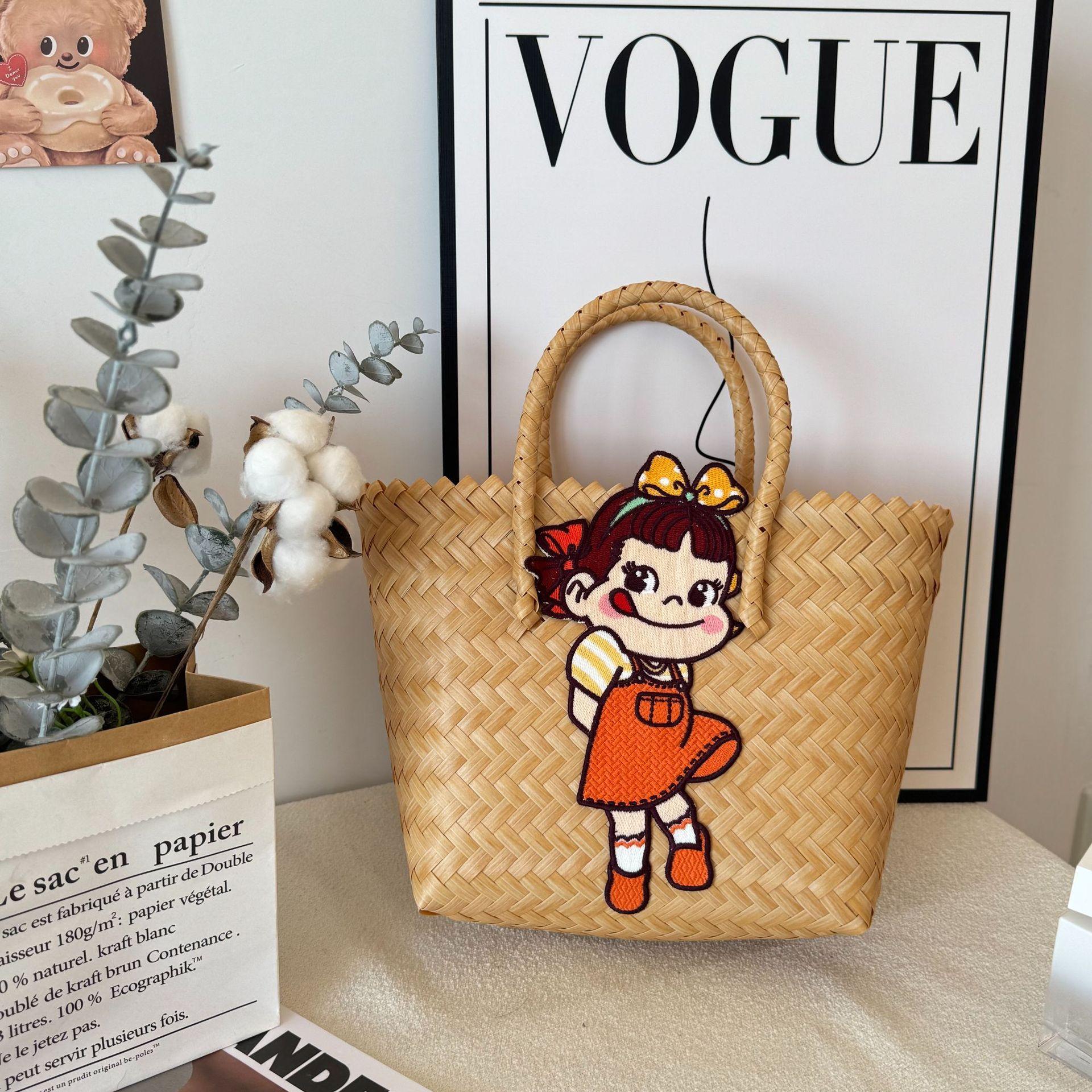 

Handmade woven basket, colorful shopping, sweet and cool vegetable basket, commuter bag for work, women s handbag, handbag 22*12*22