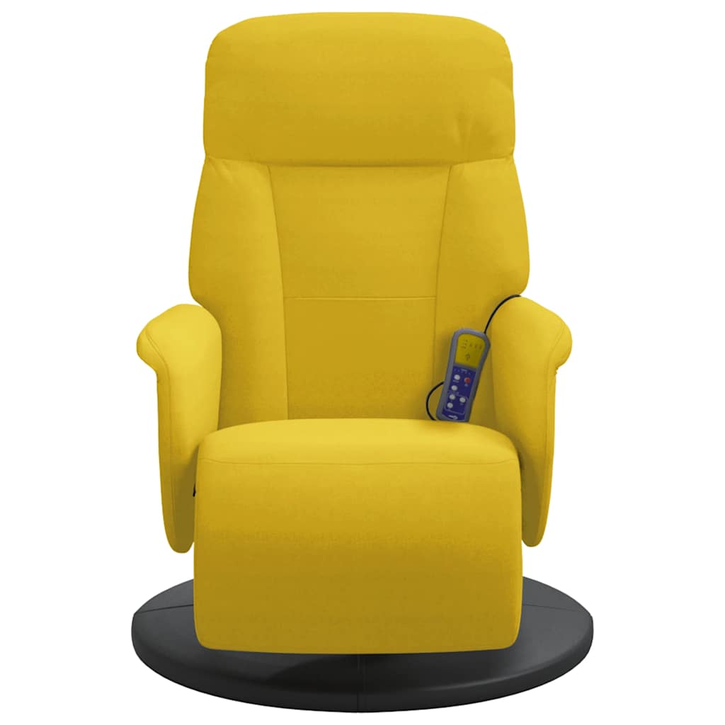 Foldable Massage Armchair with Footrest, Yellow, Velvet