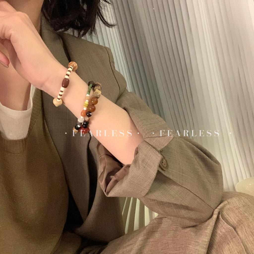 Handmade High-End Retro Tibetan Bead Bracelet with Natural Stone, Chinese Ethnic Style.