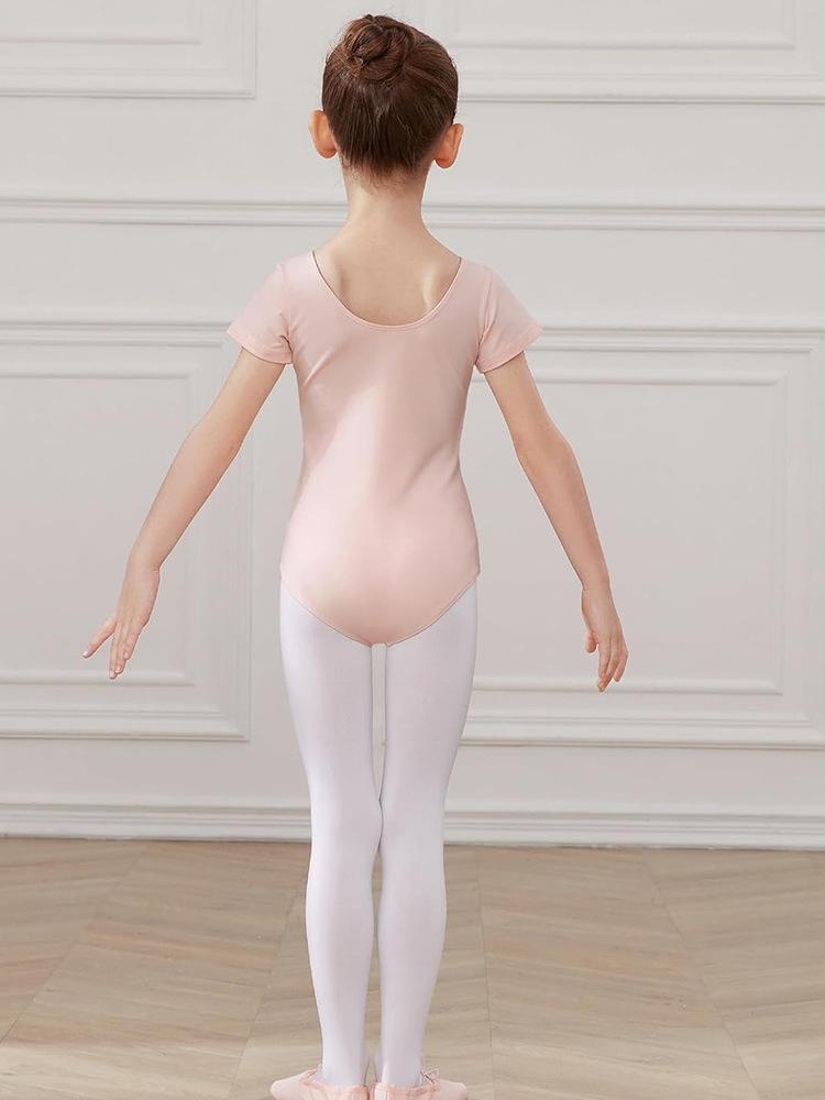 

Детское балетное платье с коротким рукавом - Черно-белый двуслойный купальник 16 розовый