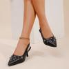 Women's Baotong Sandals Spring Shallow-mouth Rivet Line with Anti-slip Wear-resistant Fine Heel Kitten Shoes