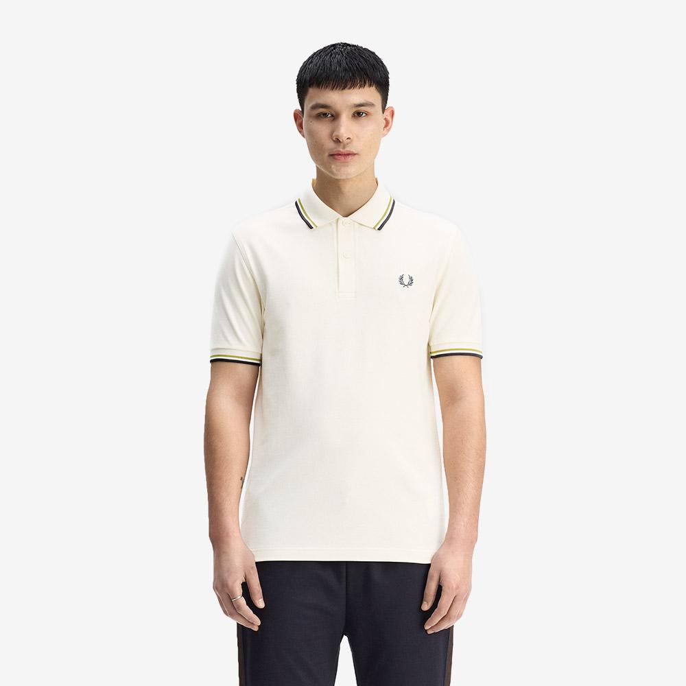 Fred Perry [M3600] Twin Tip Fred Perry Shirt - Ecru/Tennis Ball Yellow/Anchor Grey Afpm2533600-46A
