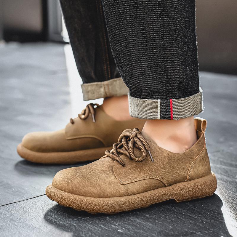 Men’s Retro Short Boots Shoes Fashion Casual Driving Shoes Black Brown Wide Head Shoes Plus Size