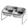 Stainless Steel Pet High Footed Bowl Anti Slip 2 Grids Elevated Pet Feeder Bowl Anti Vomiting Detachable Cat Food Water Bowl