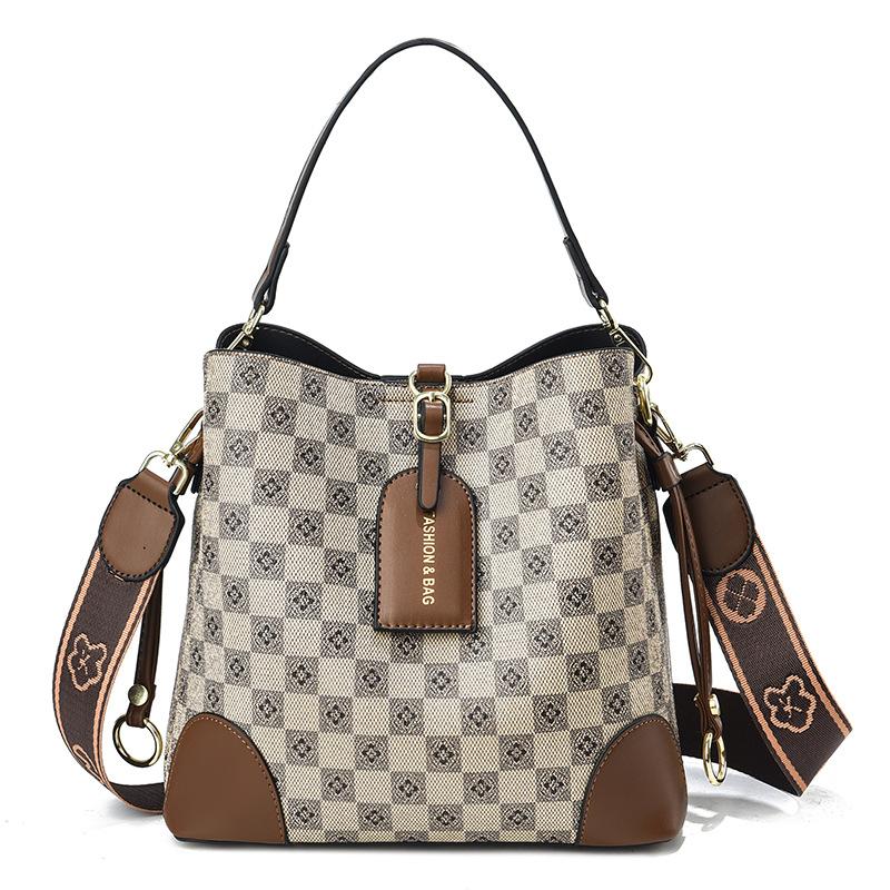 Large Capacity Casual Women's Portable Bag with Simple Temperament Handbag with One Shoulder Crossbody Bag Checkerboard Pattern