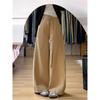 Plus Size Women's High Waist Khaki Wide Leg Jeans - Autumn Slimming Straight Pants