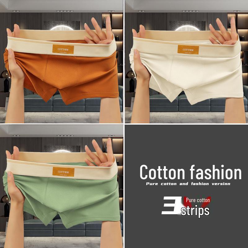 Pure Cotton Men's Boxer Briefs - Loose, Plus Size, Mid-Rise Four-Corner Underwear