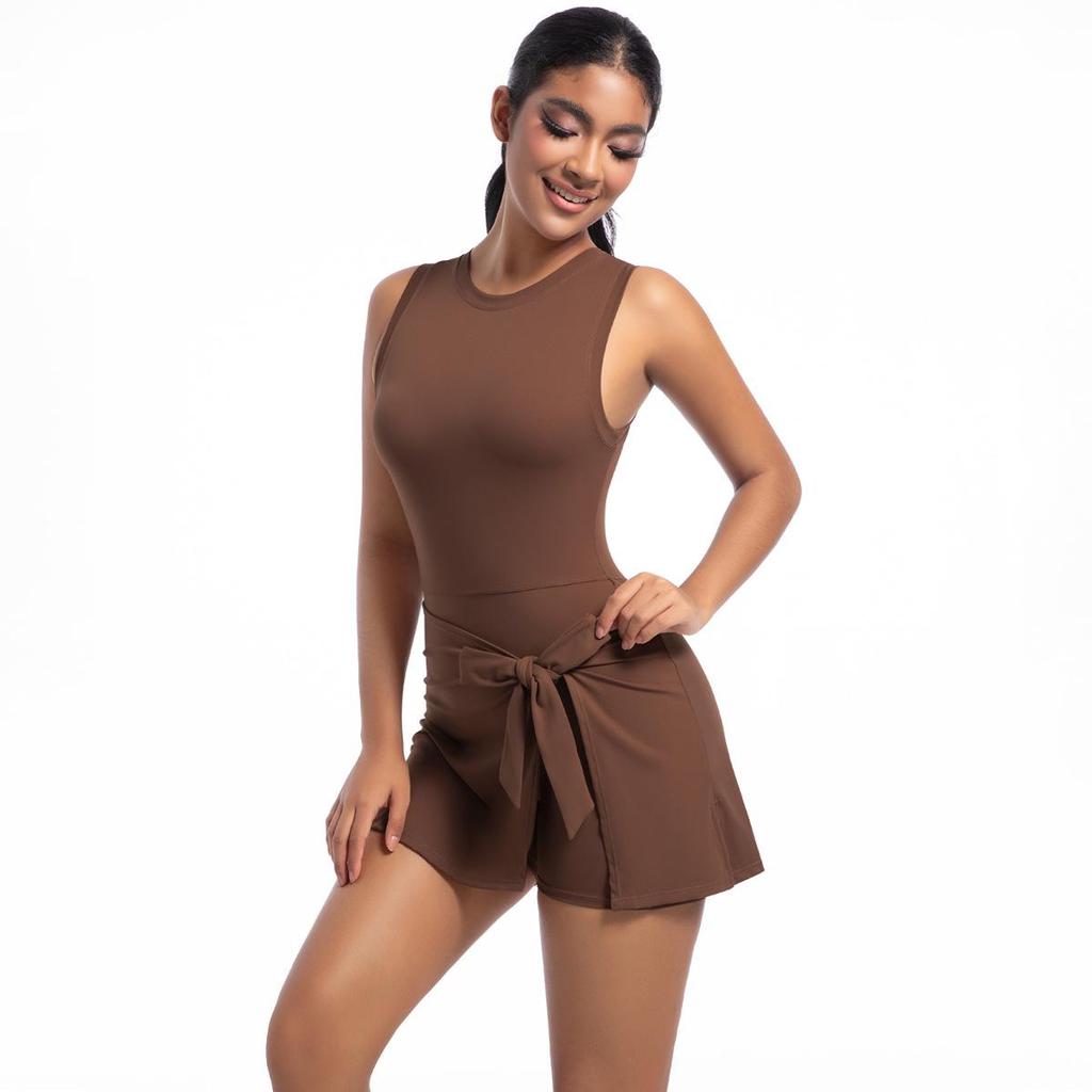 Women's Breathable Tennis Skirt Unitard - Integrated Yoga, Fitness, and Golf Dress