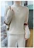 Lekasha 100% Mink Cashmere Round Neck Waffle Knit Sweater - Loose Fit, Casual Base Layer for Autumn/Winter