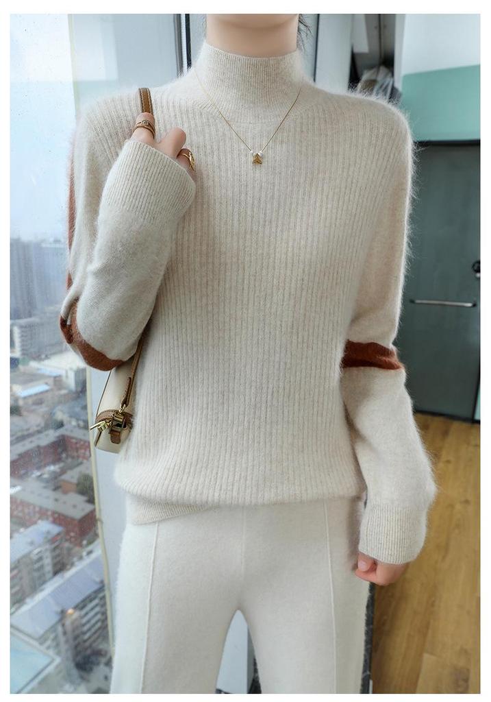 Lekasha 100% Mink Cashmere Round Neck Waffle Knit Sweater - Loose Fit, Casual Base Layer for Autumn/Winter