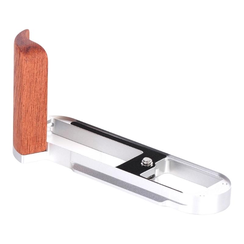 

Wood And Metal Hand Grip With Quick Release Base Plate For Camera Enhances Comfort And Protections серебряный