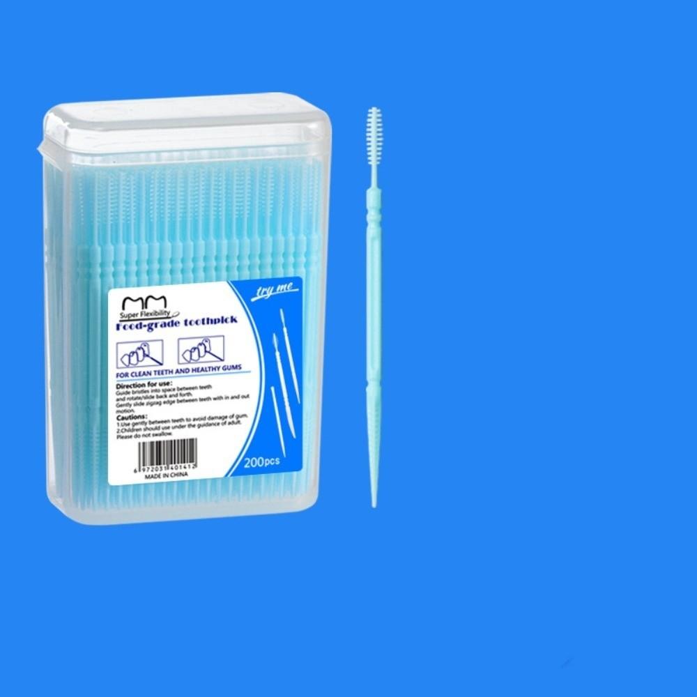 

200Pieces/Box Portable Disposable Flosser Oral Cleaning Teeth Care Sticks Double Head Ultra Fine Toothpick синий