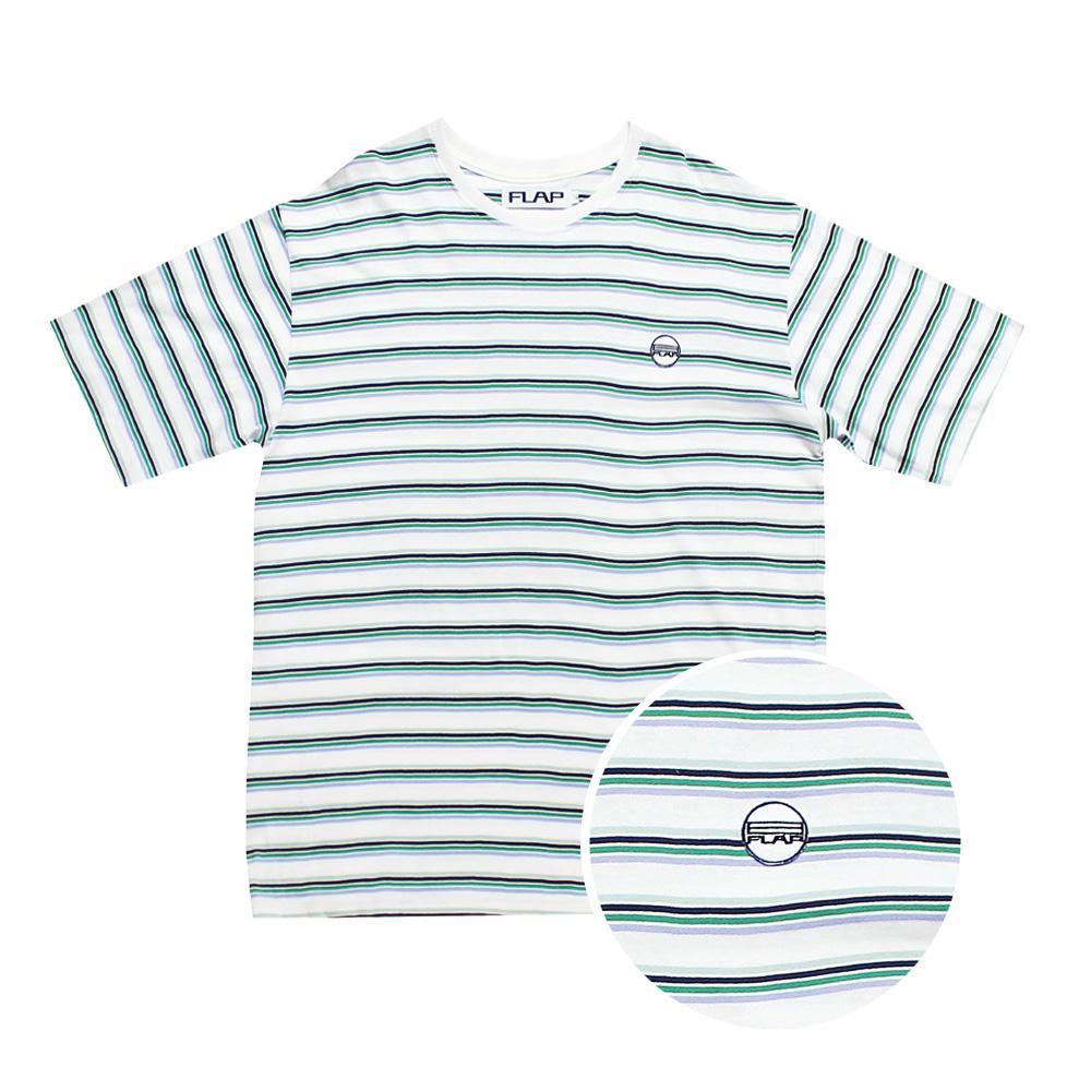 Flap White & Green Striped T-Shirt White & Green/L