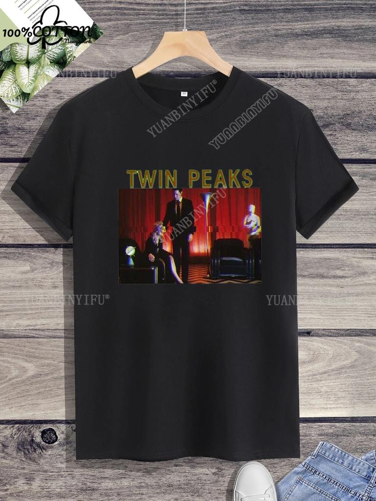 Classic Harajuku Twin Peaks Printed Unisex Cotton Shirt Loose T-shirt Top Short Sleeve O-neck Street Fashion Hot Product
