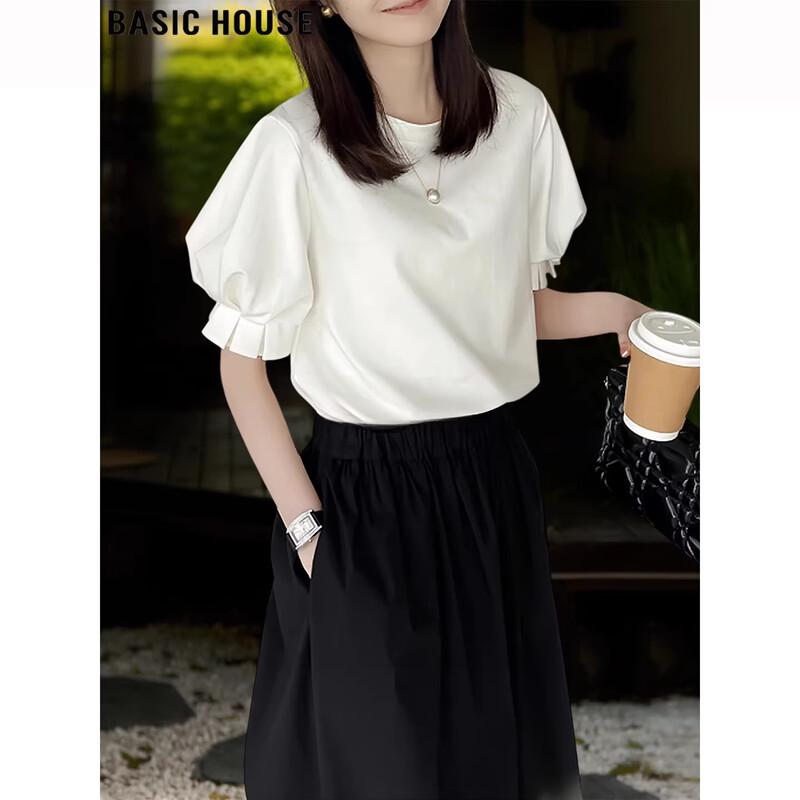 Basic House Women s Floral Bubble Sleeve T-shirt L