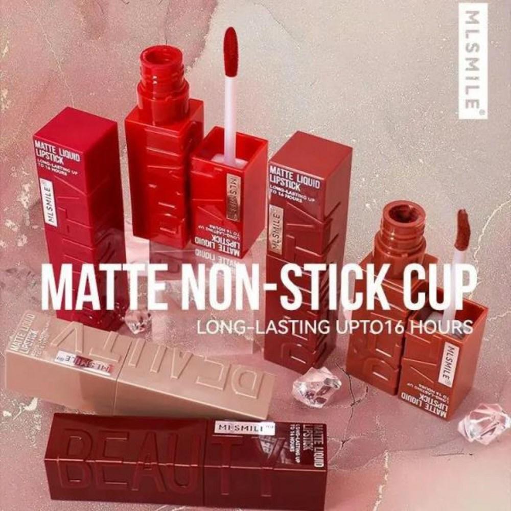 Matte Ink Liquid Lipstick Non-Stick Cup Long Lasting Velvet Nude Lip Gloss Waterproof Lip Tint Waterproof Makeup, 1 Piece