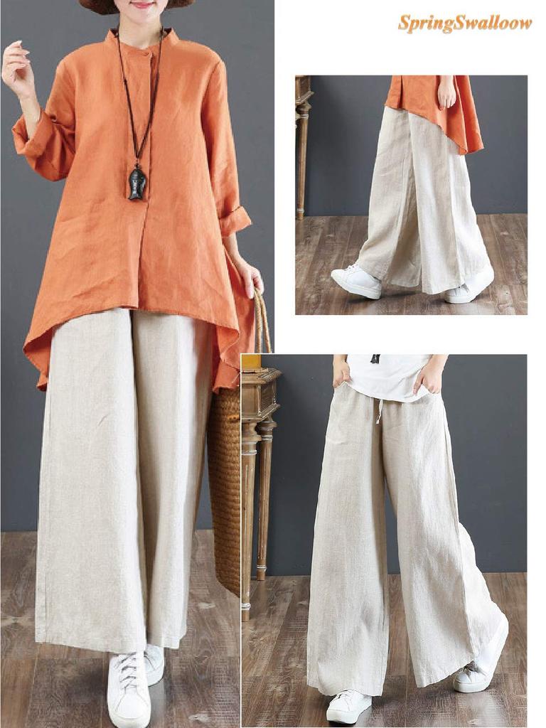 Active Relax Lang Weit Elastisch Elastischer Kordelzug [SpringSwalloow] Damen Leggings, Hosen, Hosen, Hosen, Loungewear, Taille, Kordelzug, Herbst,