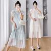 Available Now: 2025 Summer Maternity Flutter Sleeve Pearl Tencel Dress