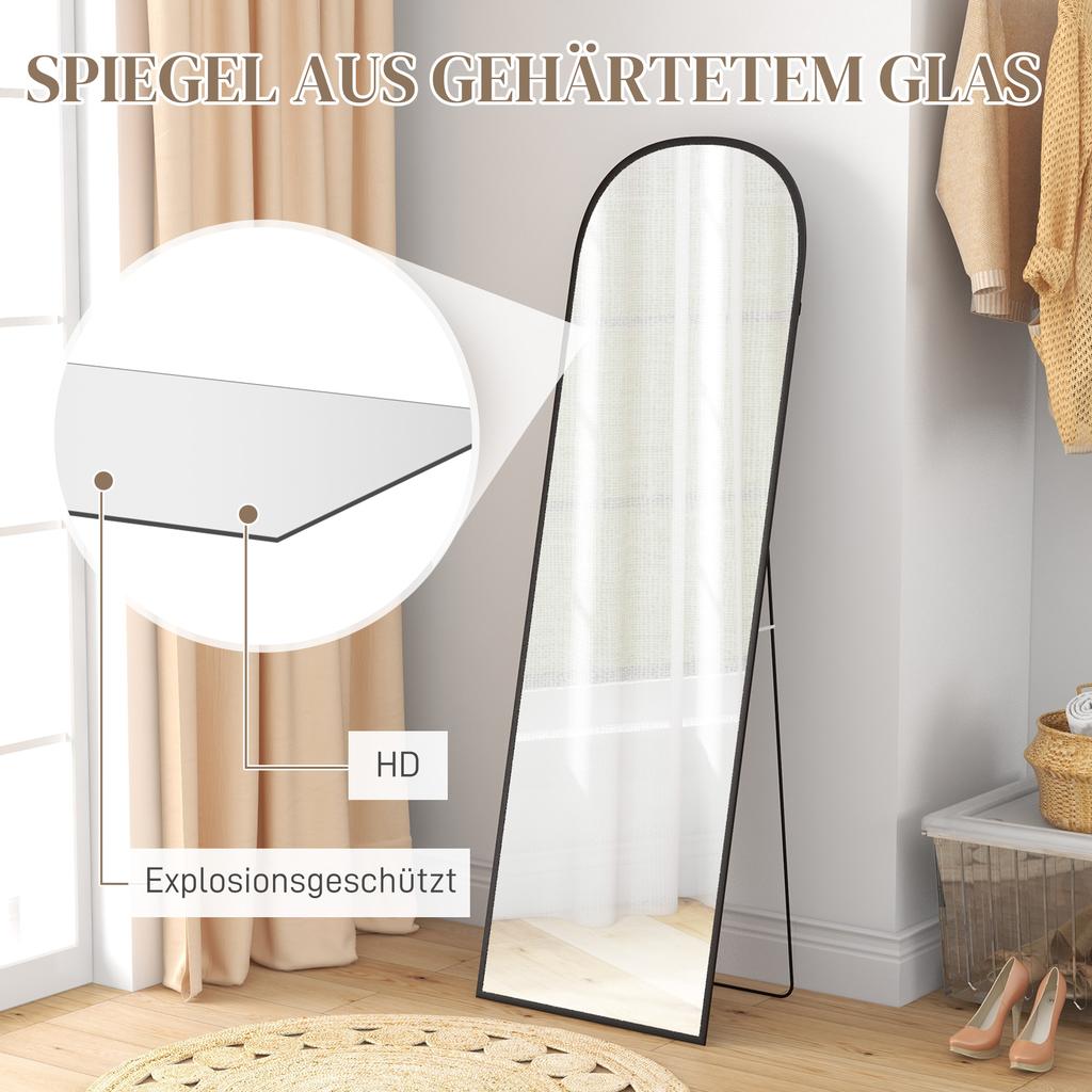 162cm Aluminium Frame Standing Mirror - Black