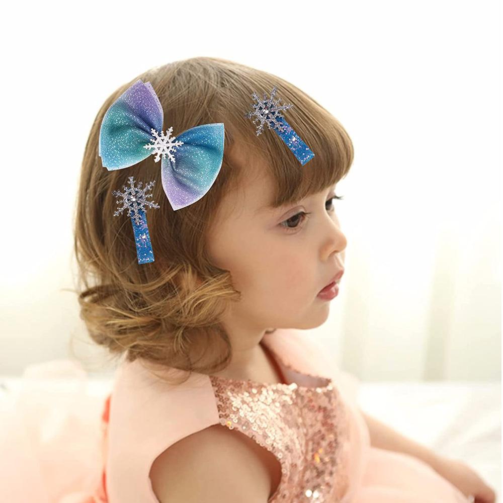 Hair Clip Snowflake Barrettes Princess Hair decoration for Girls Birthday Gifts