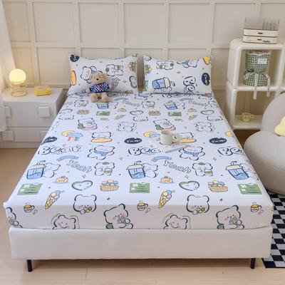 Skin-friendly Fitted Sheet 100% Cotton Bedsheets Cartoon Style Bed Cover Home Mattress Protector Lençol (Pillowcase Need Order)