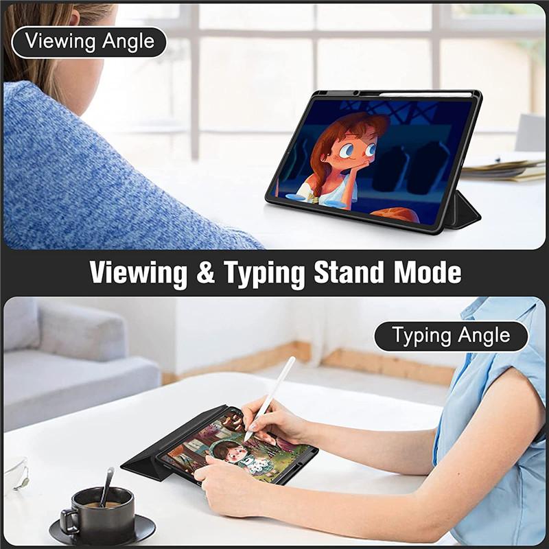 För Samsung Galaxy Tab S8 S7 11 Plus FE 12,4 tum Fodral Transparent Back Tablet Cover För Tab S8 Ultra 14,6 tum Stand Fodral Funda