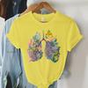 Colorful Anatomical Heart Lungs Tshirt Women Plant Floral Graphic Anatomy Tshirt Top Funny Cardiac Nurse Gift Summer Shirt 2024
