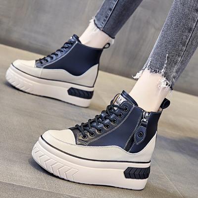 Autumn and Winter New Muffin Single Shoes Versatile Velvet Thick Sole Inner Height Increase Casual High-top Shoes Board Shoes Women