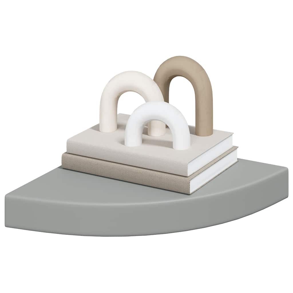 Corner Floating Shelves Set of 4 Gray 25 X 25 X 3.8 Cm MDF
