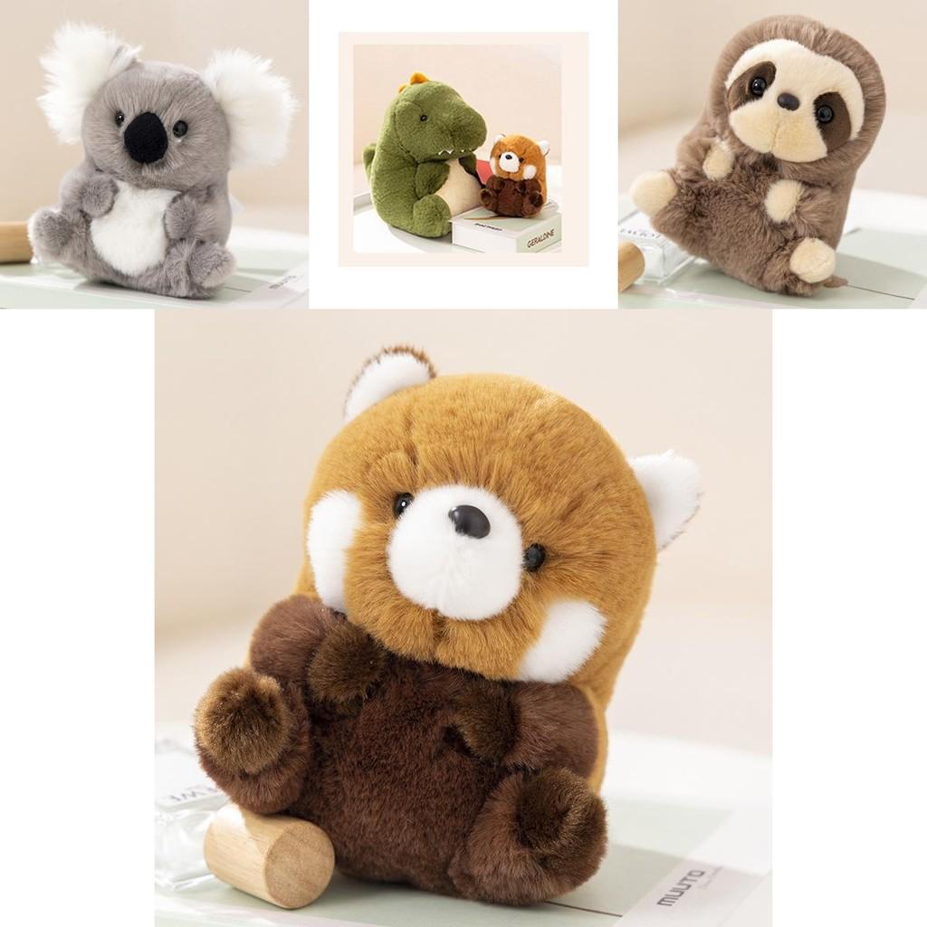 Adorable Animal Plush Toys Panda, Koala, Sloth, Hamster, Alpaca, Dinosaur, Short Plush Fabric, Pp Cotton Filling, Room Decor, Kids Gift