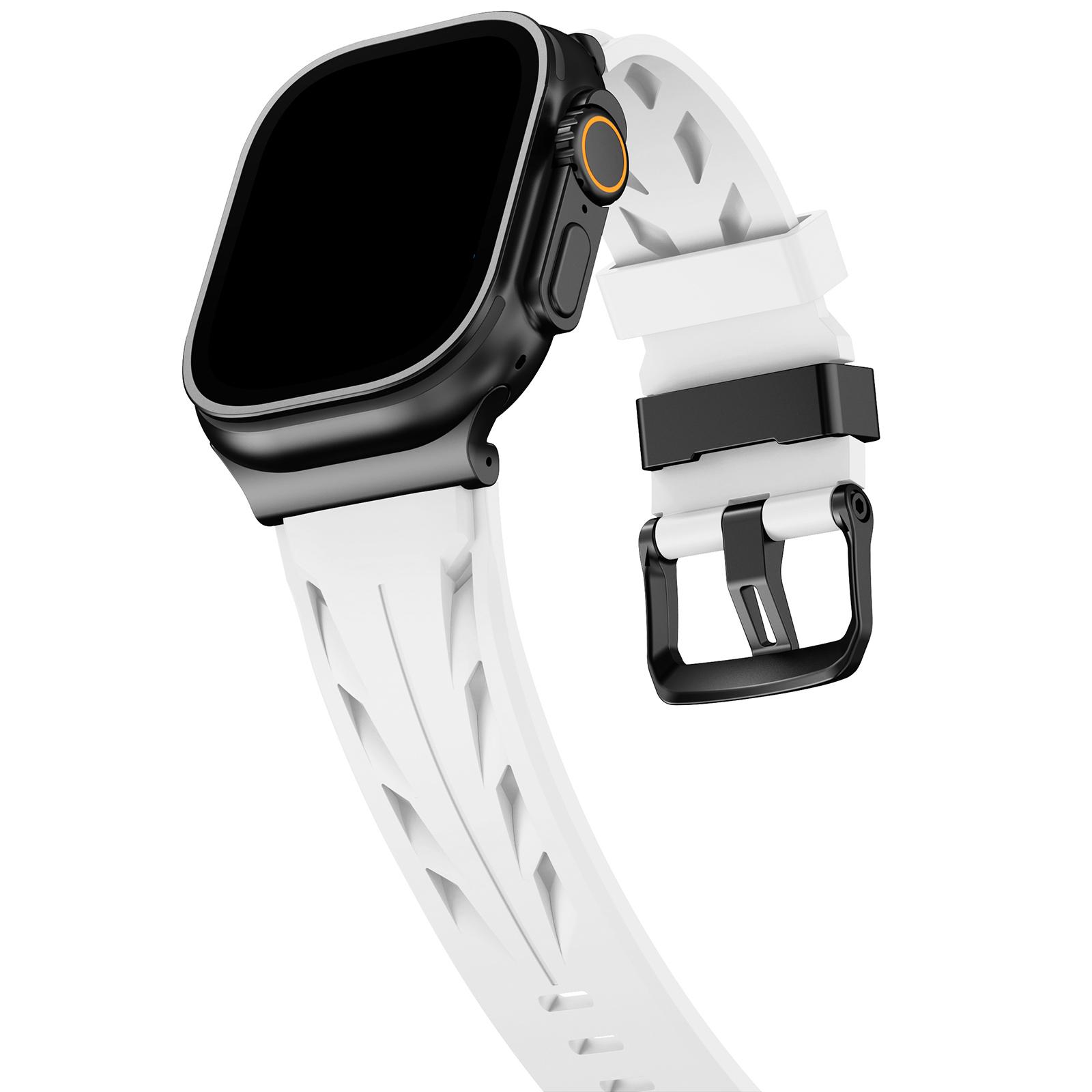 

Sports Silicone Strap For Apple Watch Ultra 3-1/SE2/SE/9-1 Compatible with 42/44/45/49mm Non-Slip Deployant Clasp 42 44 45 46 49mm белый