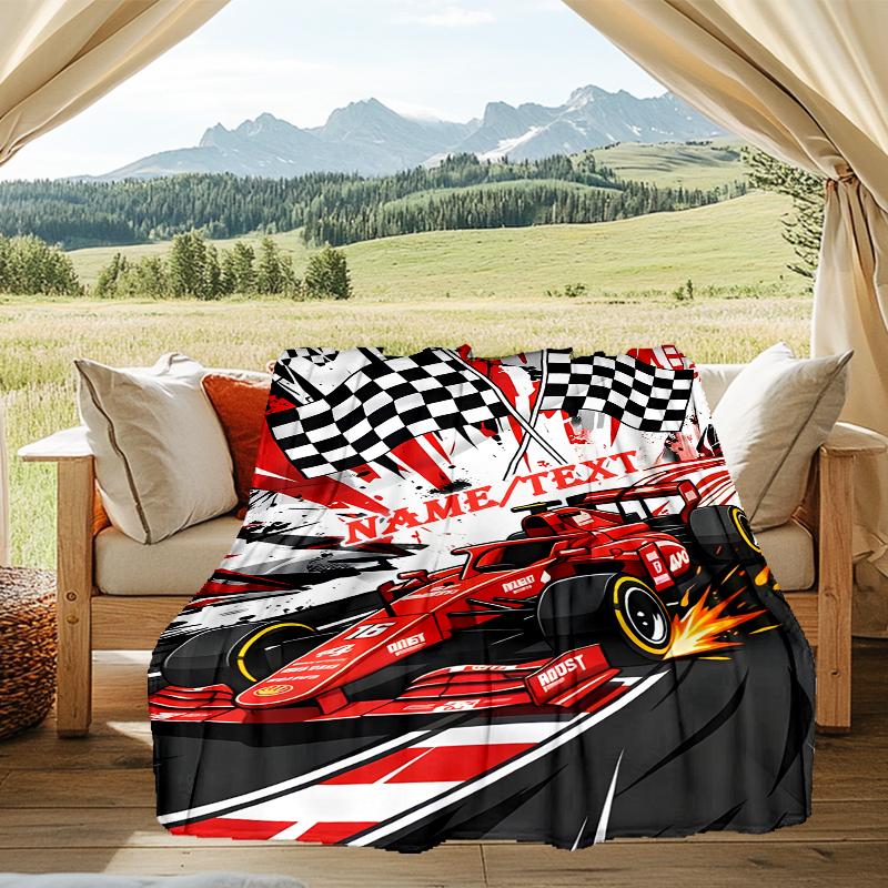 1PC Custom Name Car Art Outdooor Flannel Blankets Throw Blanket All-Season Throw Gift Bedspread for Couch, Bed, Camping Holiday Birthda