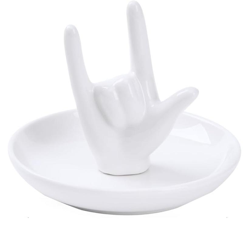 1 stk Jeg elsker deg Håndform Ringholder Bryllup Forlovelsesring Skål, Smykkeskålholder Gaver til Kvinner Hennes Bursdag Jul Valentinsdag