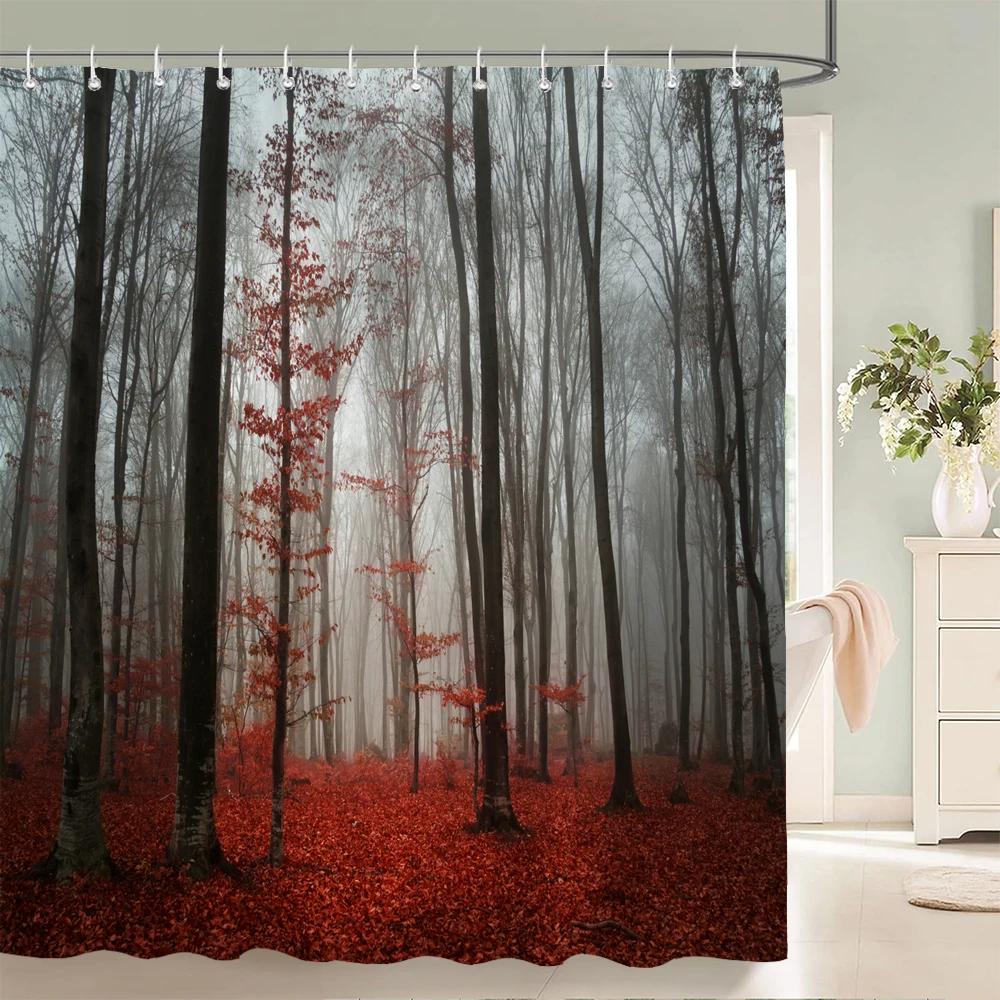 Nature Forest Waterfall 3D Shower Curtain landscape Bathroom Curtains Waterproof Fabric With Hooks Home Decoration Bath Curtain