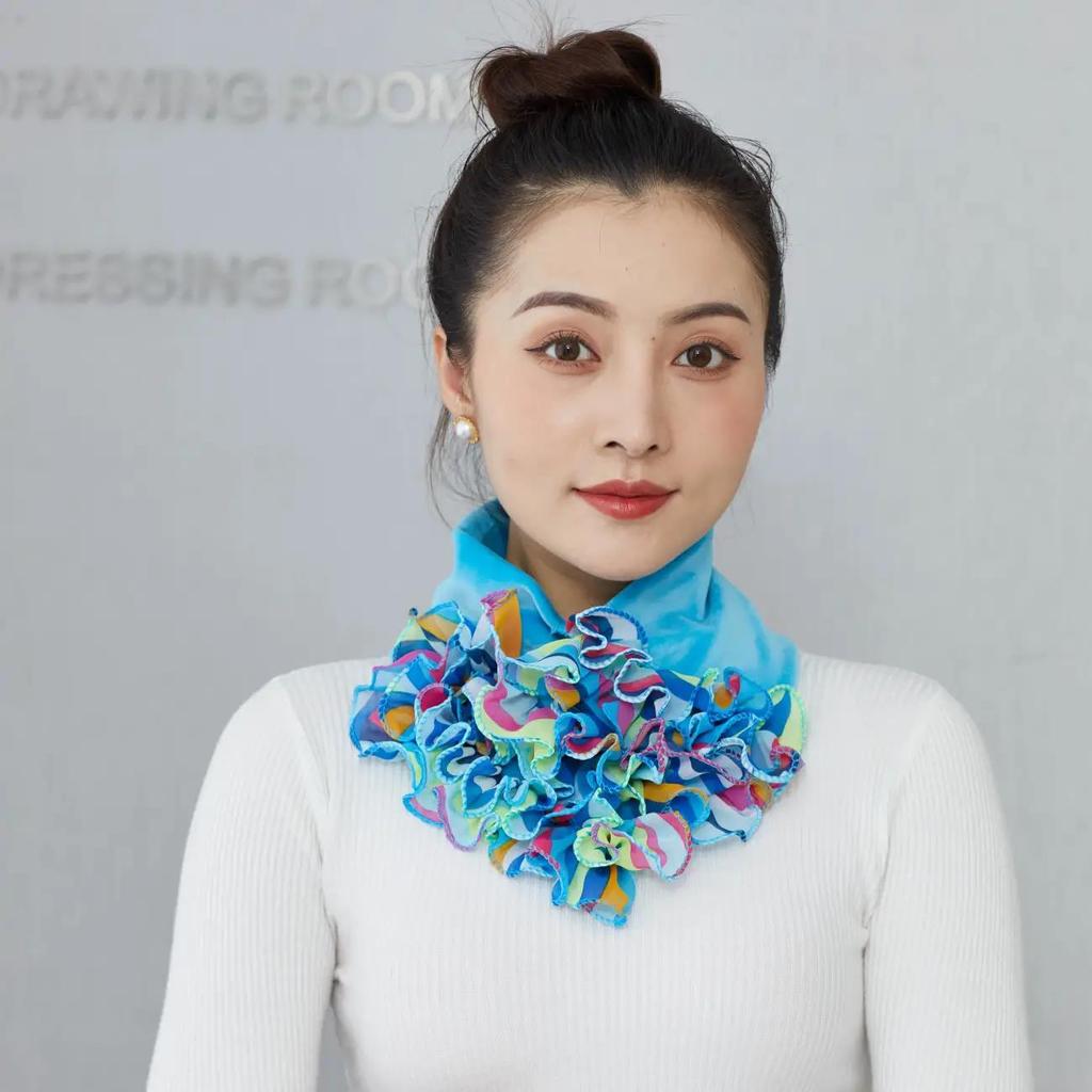 Damen Farbiger Latzkragen Plus Samt Dicker Blumenkragen Mode Nackenschutz Falscher Kragen